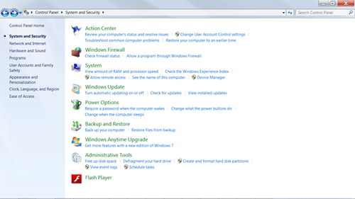 Windows 7 Control Panel, Action Center